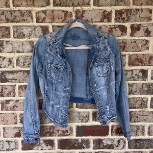 Lace Spiked Denim Jacket